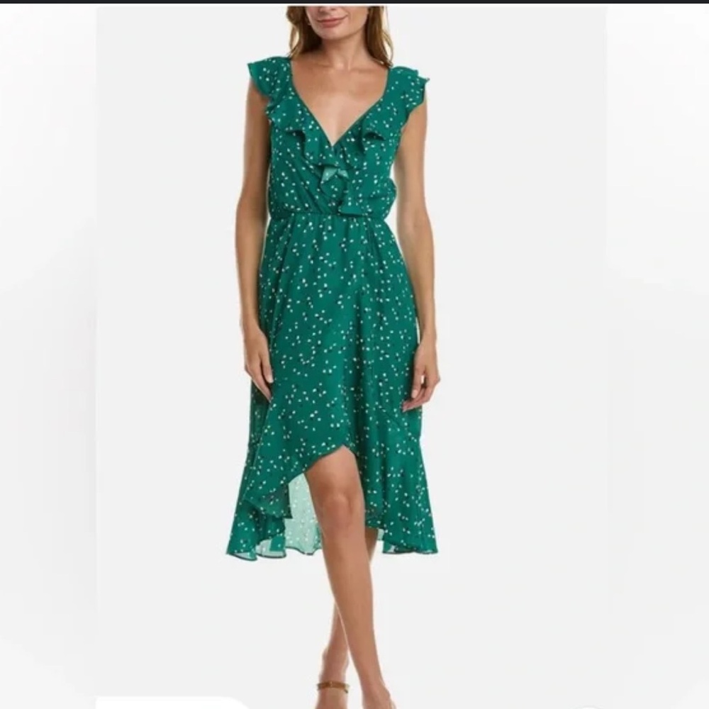Socialite Green High Low Polka Dot Sundress Midi Dress Size Small